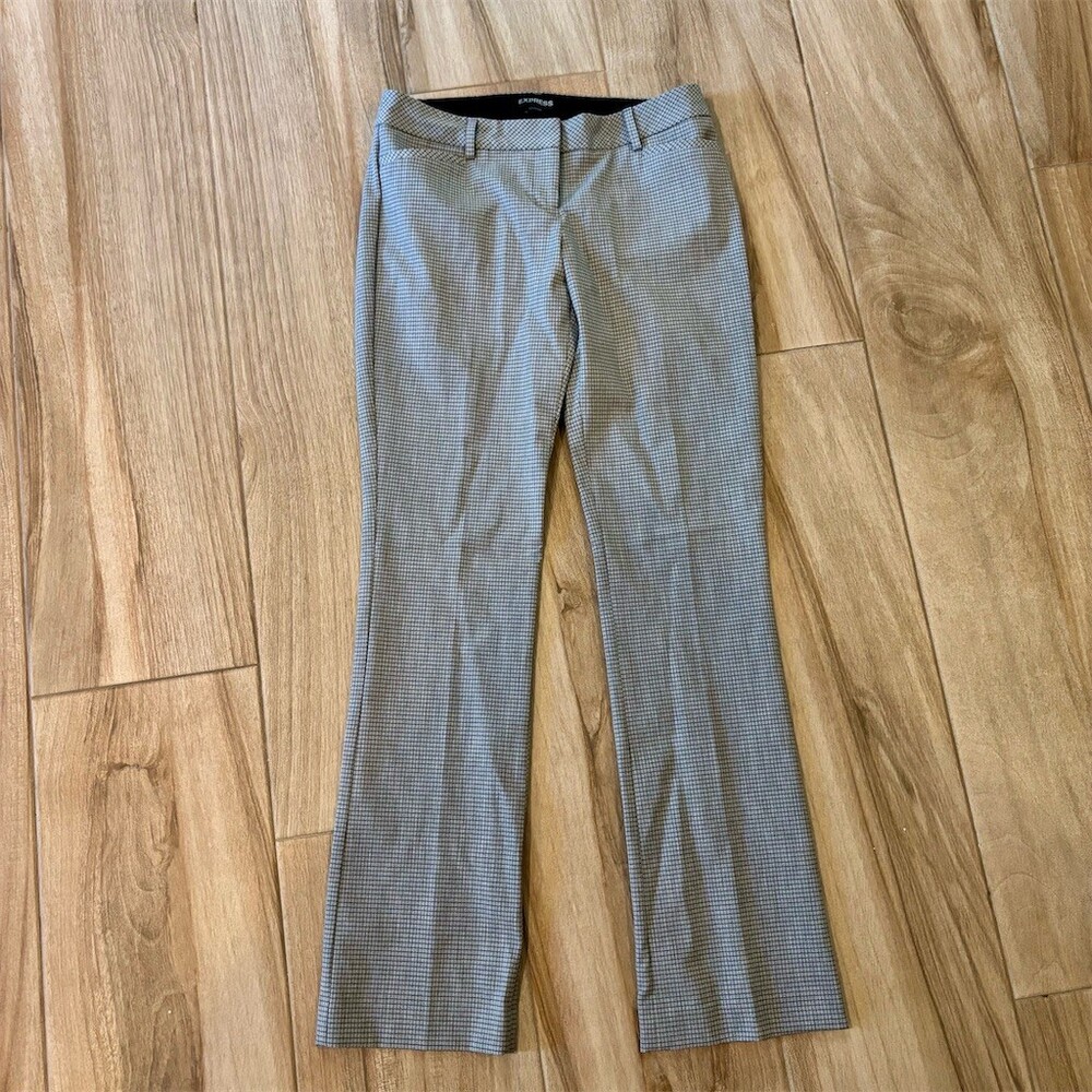 Express Columnist Dress Pants Womens Size 4 Gray Micro Check Bootcut